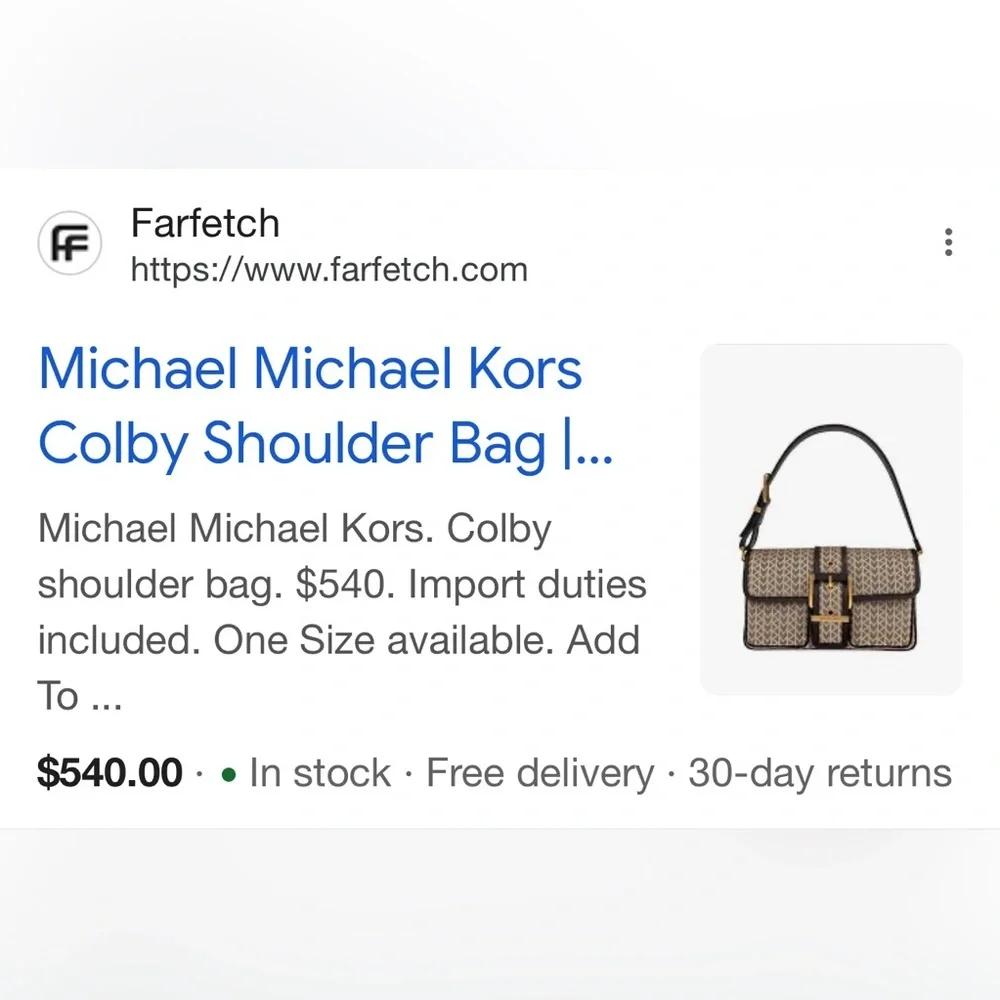 MICHAEL KORS ~ Signature Brown and Cream Shoulder Bag w/Brass Hardware